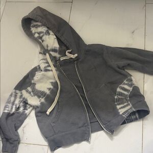 Toddler Zip Up Hoodie White and Gray Tye Dye 2T Like NEW - Long Sleeve Jacket